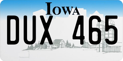 IA license plate DUX465