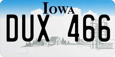 IA license plate DUX466