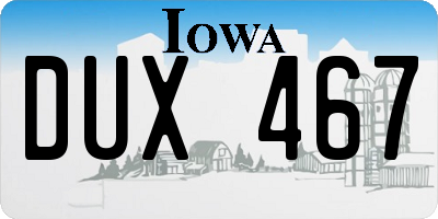 IA license plate DUX467