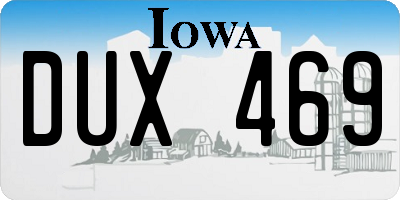 IA license plate DUX469