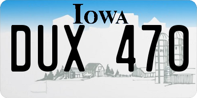 IA license plate DUX470