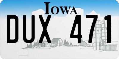 IA license plate DUX471