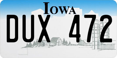 IA license plate DUX472