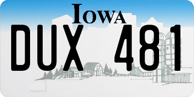 IA license plate DUX481