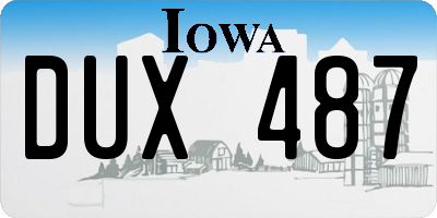 IA license plate DUX487