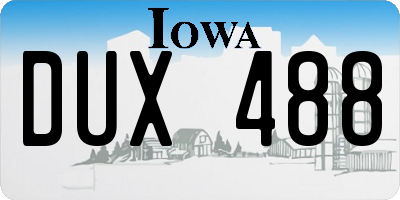 IA license plate DUX488