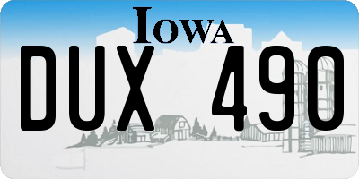IA license plate DUX490