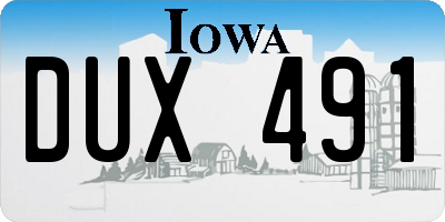 IA license plate DUX491