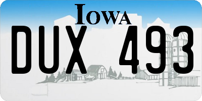 IA license plate DUX493
