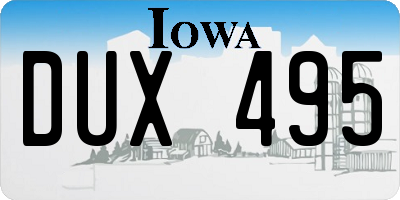IA license plate DUX495