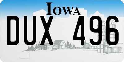 IA license plate DUX496