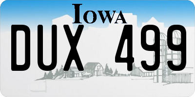 IA license plate DUX499