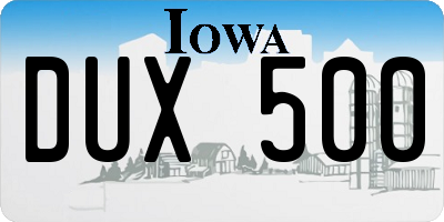 IA license plate DUX500