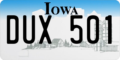 IA license plate DUX501