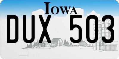 IA license plate DUX503