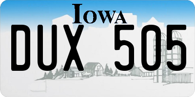IA license plate DUX505