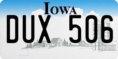 IA license plate DUX506