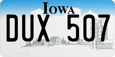 IA license plate DUX507