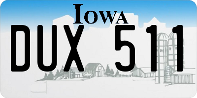 IA license plate DUX511
