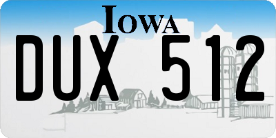 IA license plate DUX512