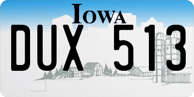 IA license plate DUX513