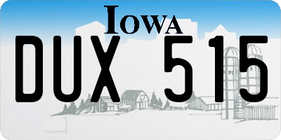IA license plate DUX515