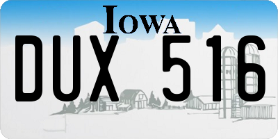 IA license plate DUX516