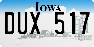 IA license plate DUX517