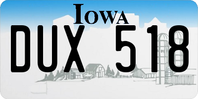 IA license plate DUX518