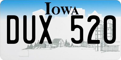 IA license plate DUX520