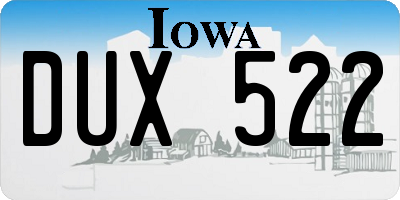 IA license plate DUX522