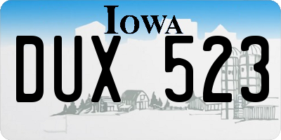 IA license plate DUX523