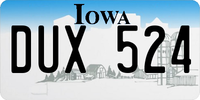 IA license plate DUX524