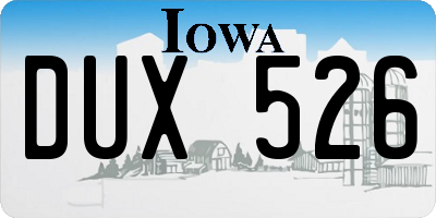 IA license plate DUX526