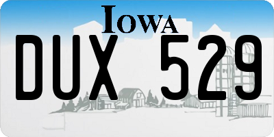 IA license plate DUX529