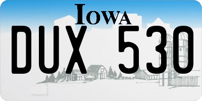 IA license plate DUX530