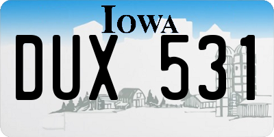 IA license plate DUX531