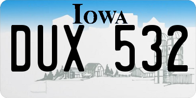 IA license plate DUX532