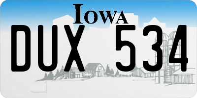 IA license plate DUX534
