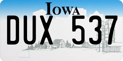 IA license plate DUX537