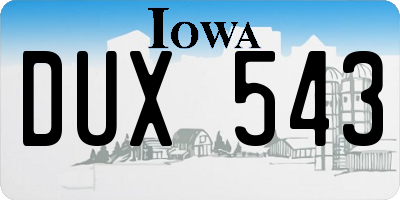IA license plate DUX543