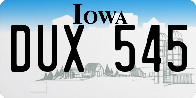 IA license plate DUX545