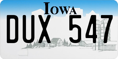 IA license plate DUX547