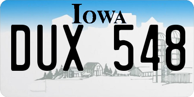 IA license plate DUX548