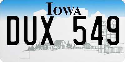 IA license plate DUX549