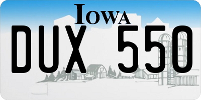 IA license plate DUX550