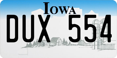 IA license plate DUX554