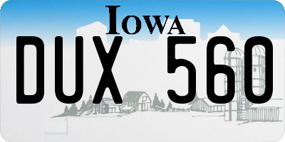 IA license plate DUX560