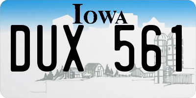 IA license plate DUX561