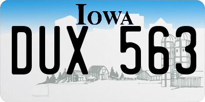 IA license plate DUX563